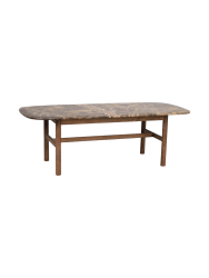 Hochwertiger Marmor Couchtisch „Hammond“ 135 x 62 cm - Eiche Braun/ Emperador Marmor Rowico