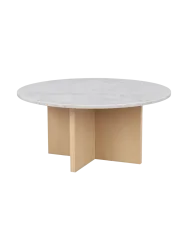 Hochwertiger, runder Marmor Couchtisch „Brooksville“ Ø 90 cm Rowico