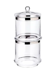 Mundgeblasener 2-teiliger Glasbehälter „Lia“ aus Kristallglas mit Platinrand EDZARD