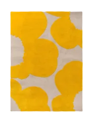 Handgetufteter Designer Teppich „Iso Unikko Yellow“ aus 100% Wolle, verschiedene Grössen MARIMEKKO