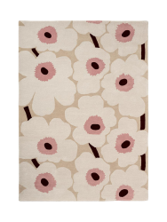 Handgetufteter Designer Teppich „Unikko Beige/Pink“ aus 100% Wolle, verschiedene Grössen MARIMEKKO