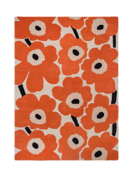 Handgetufteter Designer Teppich „Unikko Orange“ aus 100% Wolle, verschiedene Grössen MARIMEKKO