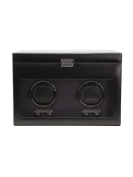 Uhrenbeweger „Heritage Double Watch Winder“ mit zusätzlichem Stauraum Leder Schwarz WOLF