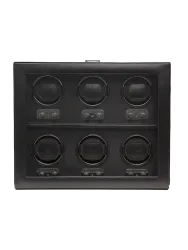 Uhrenbeweger „Heritage Watch Winder“ für 6 Armbanduhren Leder Schwarz WOLF