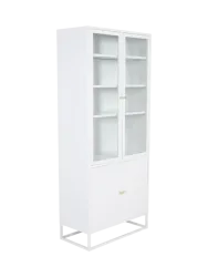 Design Vitrinenschrank „Bakal“ 4-türig, aus Metall Weiss VE DESIGN