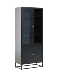Design Vitrinenschrank „Bakal“ 4-türig, aus Metall Schwarz VE DESIGN