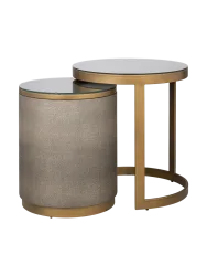 Design Beistelltisch Set „Bloomingville“ 2-teilig Eiche Schwarz, Taupe Richmond Interiors