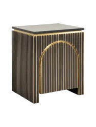 Design Nacht- und Beistelltisch „Les Arcs“ mit schwarzer Marmorplatte Gold, Schwarz Richmond Interiors