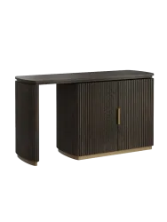 Grosser Design Schreibtisch „Cambon“ Eiche Schwarz, Kupfer Richmond Interiors