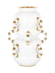 Grosse Design Vase „Pippy“ Weiss, Gold Large; Ø 24 x Höhe 35 cm Richmond Interiors