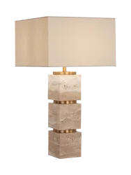 Grosse Marmor Design Tischlampe „Jaella“ Travertin Richmond Interiors