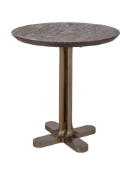 Design Massivholz Bistrotisch „Revelin“ Ø 75 cm Mangoholz Dunkelbraun, Gold Richmond Interiors