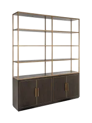 Grosses Design Regal „Carter“, 4-türig Eiche Braun, Gold Richmond Interiors