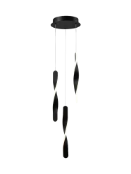 LED Design Pendellampe „Twist“, 3-flammig Schwarz Schuller