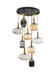 Dimmbare Design Pendellampe „Norma“, 9-flammig Multicolor Schuller