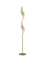 Grosse LED Design Stehlampe „Velas“ Gold matt, Transparent Schuller