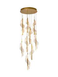 Grosse LED Design Pendellampe „Velas XL“ mit Fernbedienung Gold matt, Transparent Schuller