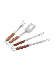 3-teiliges Design BBQ-Set „Brick“  aus Edelstahl und Nussbaumholz Philippi