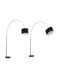 Ausziehbare Bogenlampe „Lounge“ mit Marmorsockel und Leinenschirm Invicta Interiors