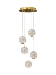 LED Design Pendellampe „Austral“, 5-flammig Gold, Transparent Schuller