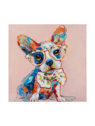 Handbemaltes Bild „Lustiger Hund mit Brille“ 70 x 70 cm Crea Collection