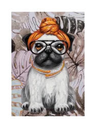 image LAND Bild Mops mit Turban  | Schubiger Möbel