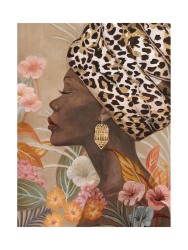 Handgemaltes Bild „Schönheit mit afrikanischer Kopfbedeckung“ 90 x 120 cm Crea Collection