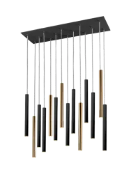 LED Design Hängelampe „Varas“ 14-flammig Schwarz / Gold Schuller