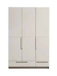 mutoni - Kleiderschrank Pure 3-türig Kiefer dust 142x215, One Size, Weiss