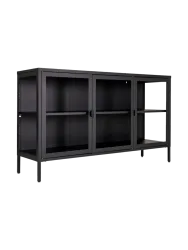 Design Sideboard „Leonies“ aus Metall, 3-türig Schwarz Chosen by Bloomingloft
