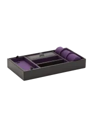 Edles Echtleder Ablage-Tablett „Blake“ Schwarz / Purple WOLF