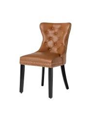 Eleganter Design Stuhl „Castle“ mit Griff - Kunstleder Cognac Invicta Interiors
