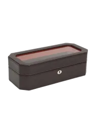 Uhrenbox „Windsor“ für 5 Armbanduhren Leder Braun / Orange WOLF