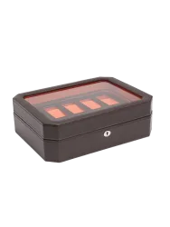 Uhrenbox „Windsor“ für 10 Armbanduhren Leder Braun / Orange WOLF