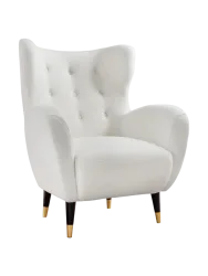 Design Ohrensessel „Don“ Bouclé Weiss Invicta Interiors