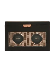Uhrenbeweger „Axis Double Watch Winder“ mit Schmuckfach und Reise-Etui Leder Kupfer WOLF
