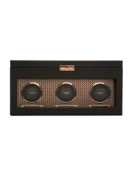 Uhrenbeweger „Axis Triple Watch Winder“ mit Schmuckfach und Reise-Etui Leder Kupfer WOLF