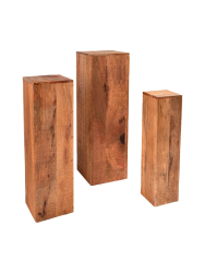 3er Set Deko- und Blumensäule „Makassar II“ aus Massivholz (3 Stück) Invicta Interiors