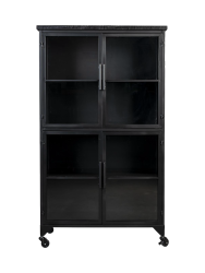 Design Highboard & Vitrine „Ferre“ mit Rollen, 4-türig White Label by Bloomingloft