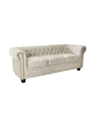 3-Sitzer Sofa „New Chesterfield“ mit Samtbezug - Champagne Invicta Interiors