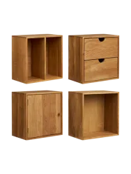 4-teiliges Massivholz Wandregal-Set „Townsville“ Eiche Natur Chosen by Bloomingloft