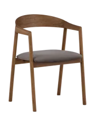 Massivholz Design Stuhl „Langön“ mit Armlehnen Esche Braun/Grau VE DESIGN