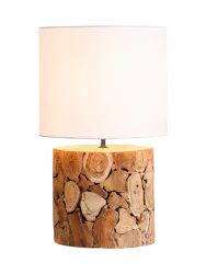 Handgefertigte, Tischlampe „Pure Nature“ aus recyceltem Akazienholz Invicta Interiors
