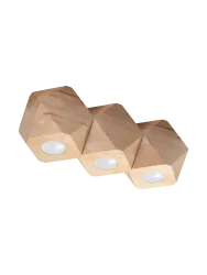 Design Deckenlampe „Woody“ 3-flammig Naturholz Sollux Lighting