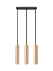 Design Pendellampe „Lino“ 3-flammig (linear), Holz Sollux Lighting