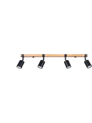 Design Deckenlampe „Fager“ 4-flammig Schwarz / Naturholz Sollux Lighting