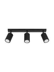 Deckenstrahler Karbon, schwarz, Länge 45 cm, Alu, 3-flg. Karbon SOLLUX LIGHTING, dimmbar, schwarz, für Wohn- / Esszimmer, Aluminium, Modern, Strahler