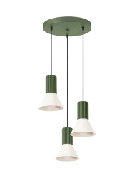 Design Pendellampe „Estria“ 3-flammig Beige/Olivgrün Sollux Lighting
