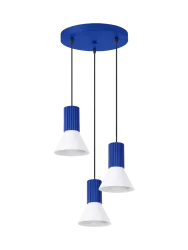 Design Pendellampe „Estria“ 3-flammig Weiss/Ultramarin Sollux Lighting