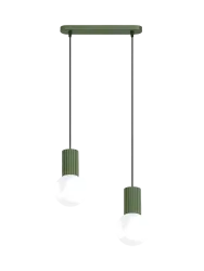 Design Pendellampe „Halo II“, 2-flammig Olivgrün Sollux Lighting